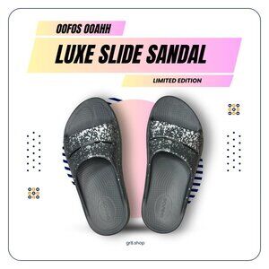 Oofos Ooahh Luxe Slide Sandal Gray With White Speckled Design Size 7.5 Lightweig